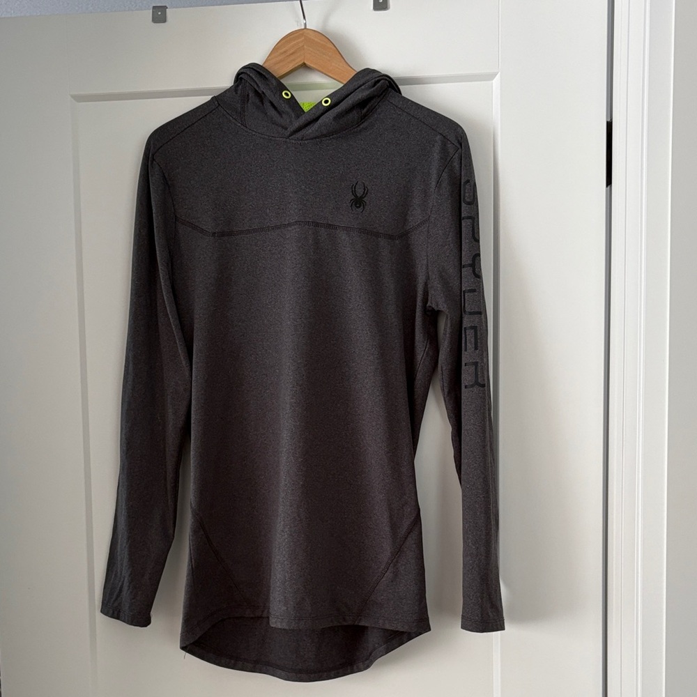Large Spyder Charcoal Hooded Long Sleeve Top - new without tags